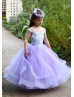 Beaded Purple Tulle Lace Flower Girl Dress